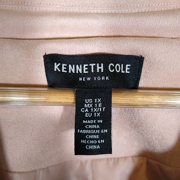 KENNETH COLE Women's Moto Jacket Faux Suede Machine Washable Pale Pink Sz 1X EUC - Picture 7 of 10